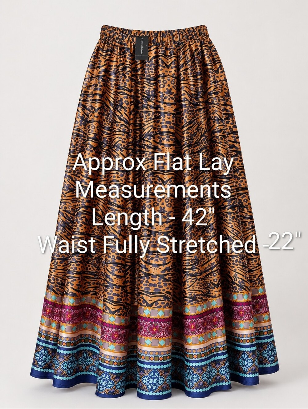 Ashley Stewart Animal Print Maxi Skirt Mixed Media Trim 2X NWT - Picture 4 of 5